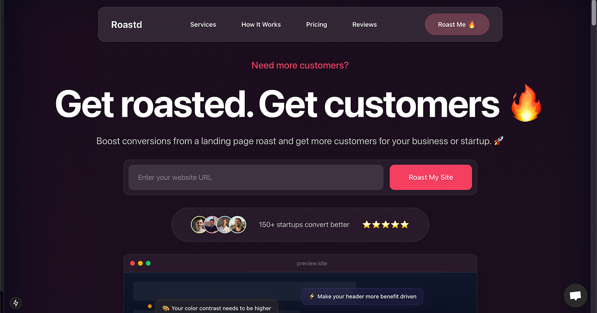 Roast My Landing Page - Get More Conversions with Expert Critiques